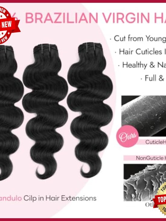 24 Inch Clip In Hair Extensions 100% Brazilian Human Hair Body Wave 8pcs
